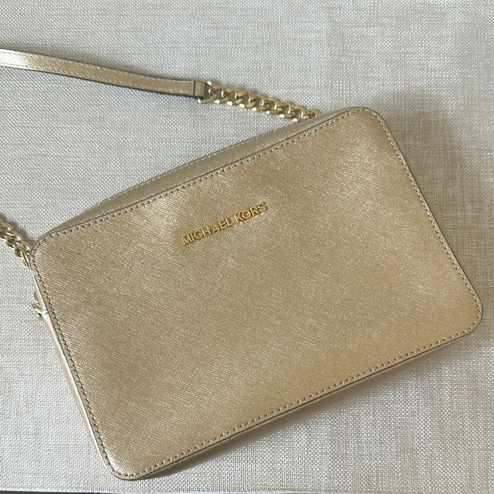 Michael Kors Gold Crossbody Bag with Chain Strap NWT